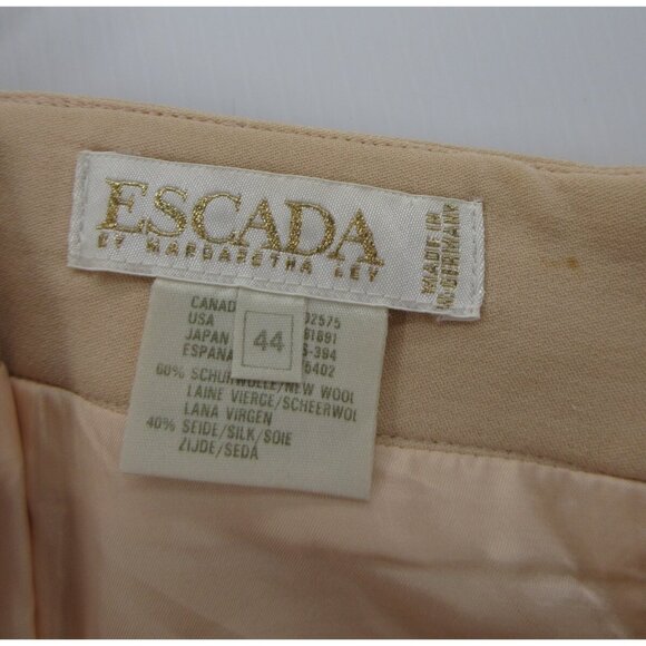 VINTAGE Escada Skirt 14 New Wool Silk Pencil Career Zip Up Slit 44* - Picture 7 of 11